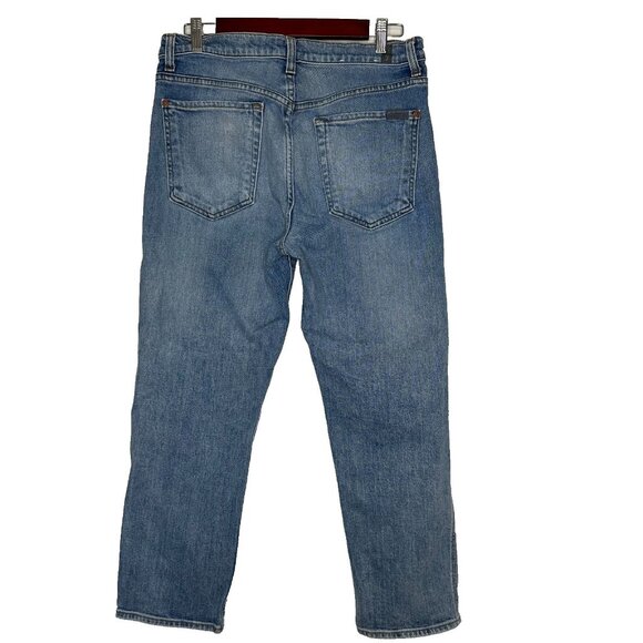 7 For All Mankind Blue Jeans High Waist Cropped Straight Size 30 - Picture 2 of 12